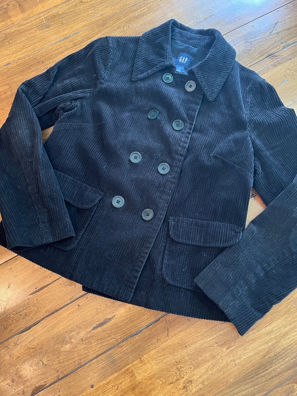 GAP Black Corduroy Double-Breasted Jacket